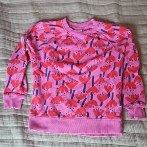 Hanna Andersson Pink Sweatshirt with Red and Blue Floral Design